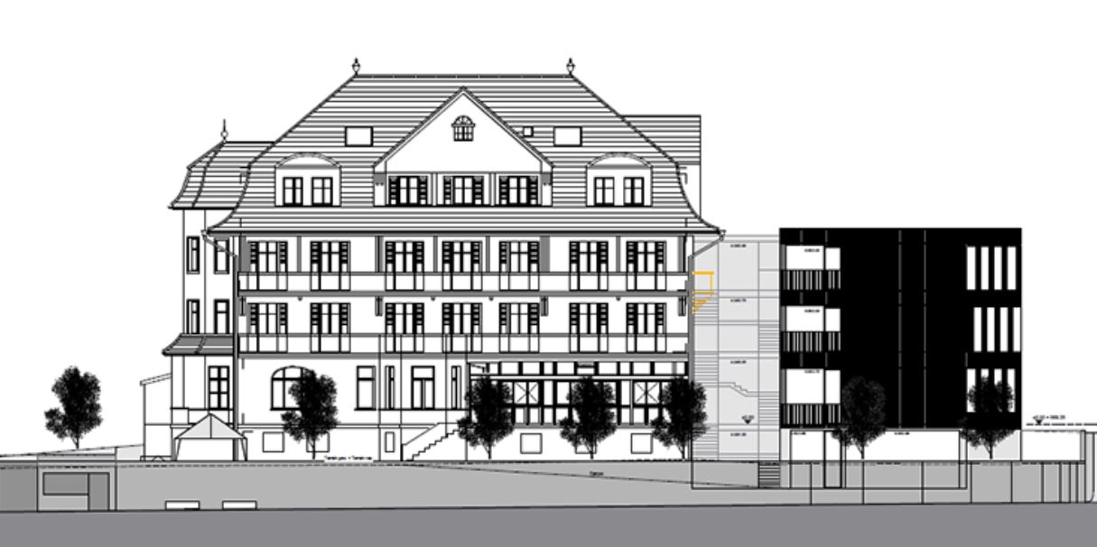 Studie des Pflegeheims Des Alpes mit dem Erweiterungsbau, Quelle: LOOSLI+PARTNER Architekten, 3063 Ittigen/Bern